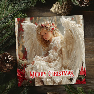 Cartão De Festividades Saudação digital de Natal de anjo bonito rústico