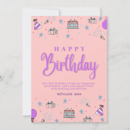 Cartão De Festividades Saudação Digital Personalizável de Aniversário Fel