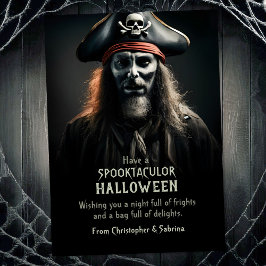 Cartão De Festividades Saudação do Dia das Bruxas de Pirata Louco
