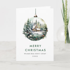 Cartão De Festividades Saudação do Enfeites de natal corporativo elegante