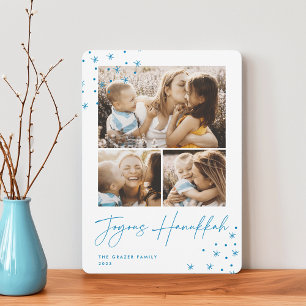 Cartão De Festividades Saudação Festiva 3 Colagem de Fotos Hanukkah