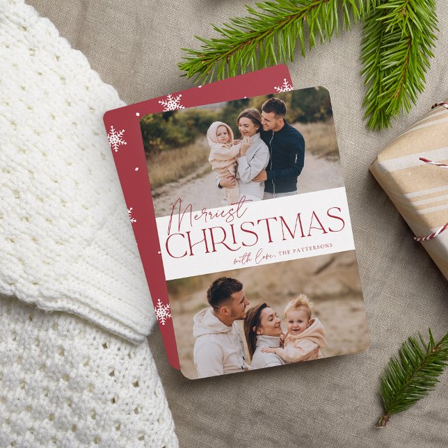 Cartão De Festividades Saudação Festiva | Feliz Natal Duas Foto (Criador carregado)