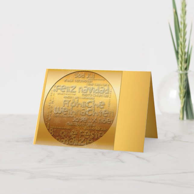 Cartão De Festividades Saudação Internacional Dourada de Weihnachten Navi (Frente)