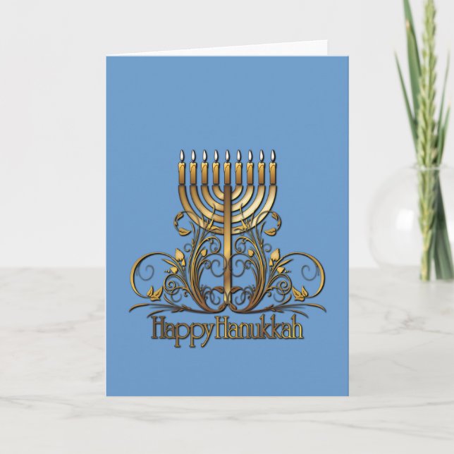 Cartão De Festividades Saudação Menorah Hanukkah (Frente)