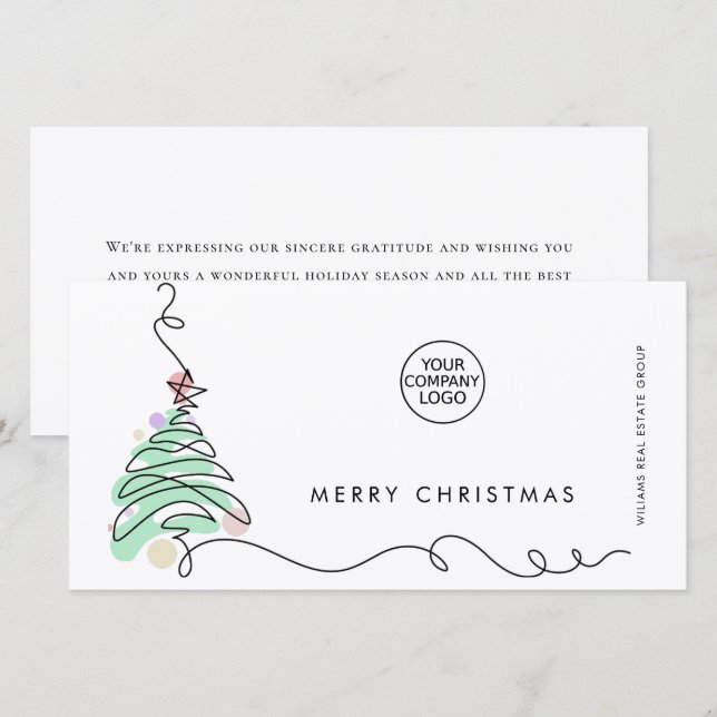 Cartão De Festividades Saudação Mínima Elegante de Natal Corporativo (Frente/Verso)