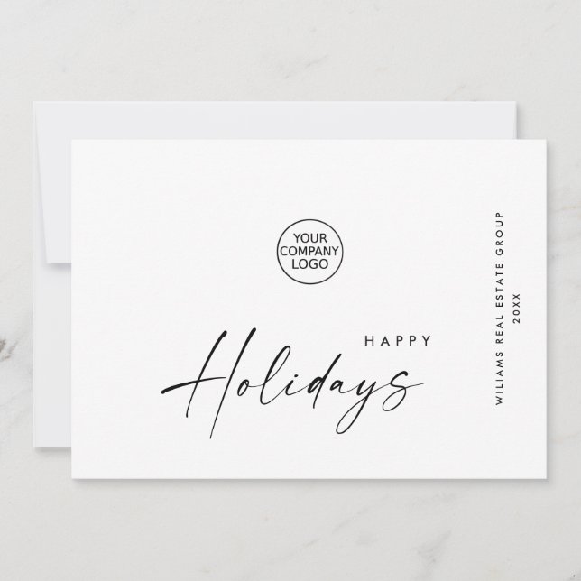 Cartão De Festividades Saudação Mínima Elegante de Natal Corporativo (Frente)