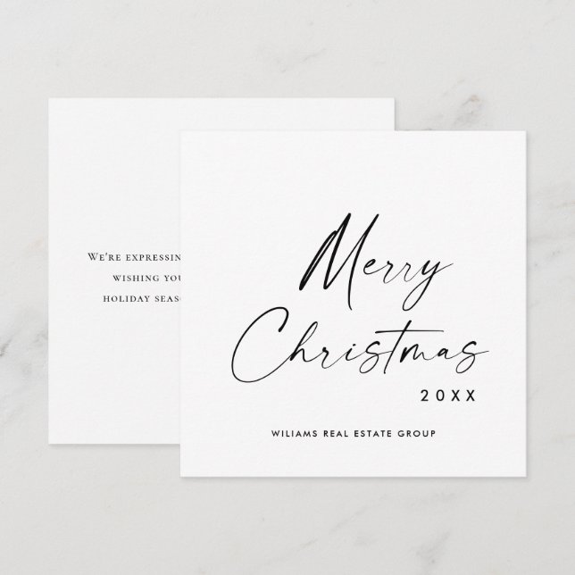 Cartão De Festividades Saudação Mínima Elegante de Natal Corporativo (Frente/Verso)