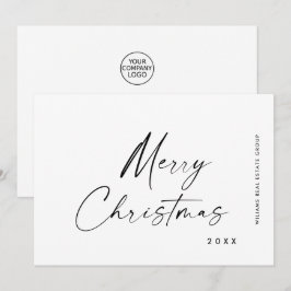 Cartão De Festividades Saudação Mínima Elegante de Natal Corporativo