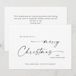 Cartão De Festividades Saudação Mínima Elegante de Natal Corporativo