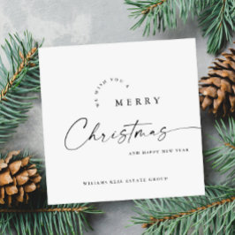 Cartão De Festividades Saudação Mínima Elegante de Natal Corporativo