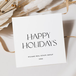 Cartão De Festividades Saudação Mínima Elegante de Natal Corporativo