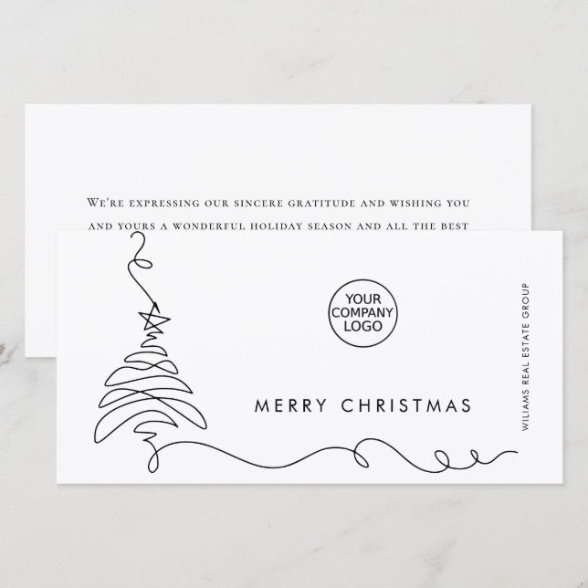 Cartão De Festividades Saudação Mínima Elegante de Natal Corporativo (Frente/Verso)