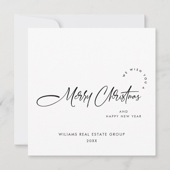 Cartão De Festividades Saudação Mínima Elegante de Natal Corporativo (Frente)