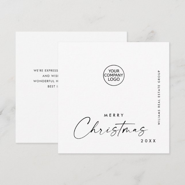 Cartão De Festividades Saudação Mínima Elegante de Natal Corporativo (Frente/Verso)