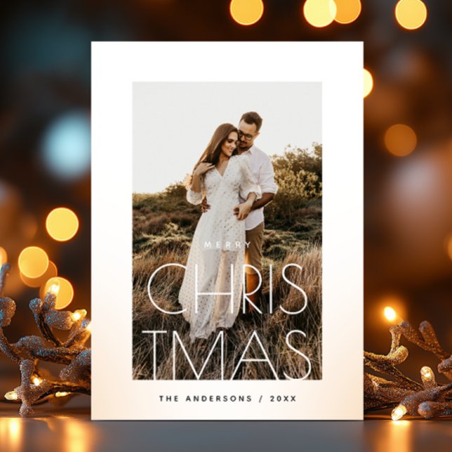 Cartão De Festividades Saudação Moderna da Família. Foto de Natal minimal (Criador carregado)