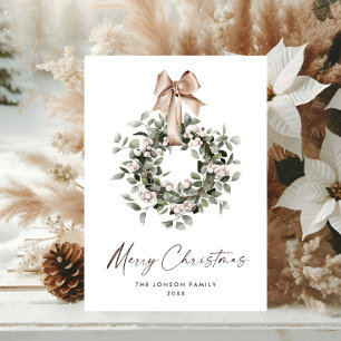 Cartão De Festividades Saudação Neutral Bohemian Christmas Wreath