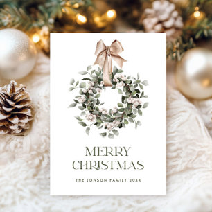 Cartão De Festividades Saudação Neutral Bohemian Christmas Wreath