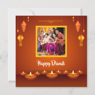 Cartão De Festividades Saudação Personalizada da Família Happy Diwali