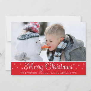 Cartão De Festividades Saudação Personalizada de Foto de Script Elegante