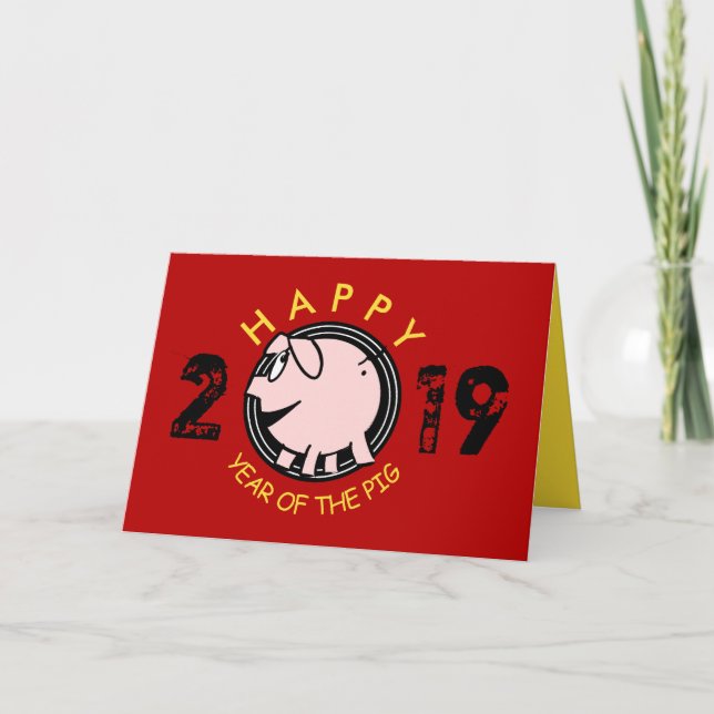 Cartão De Festividades Saudação personalizada do Ano de Porcos da 3 Carto (Frente)