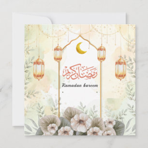 Cartão De Festividades Saudação por Aquarela Ramadan Kareem