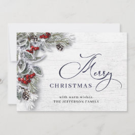 Cartão De Festividades Saudação Russa de Natal Holly Berry Pine