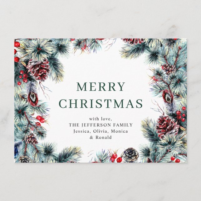 Cartão De Festividades Saudação Russa do Pinheiro de Natal (Frente)