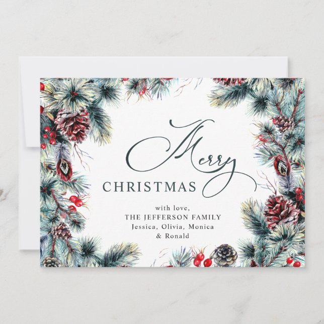 Cartão De Festividades Saudação Russa do Pinheiro de Natal (Frente)