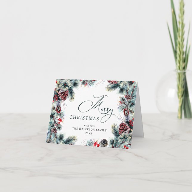 Cartão De Festividades Saudação Russa do Pinheiro de Natal (Frente)