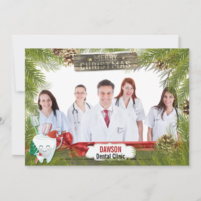 Cartão De Festividades Saudação Rustic Pine Dentist Photo Business (Frente)