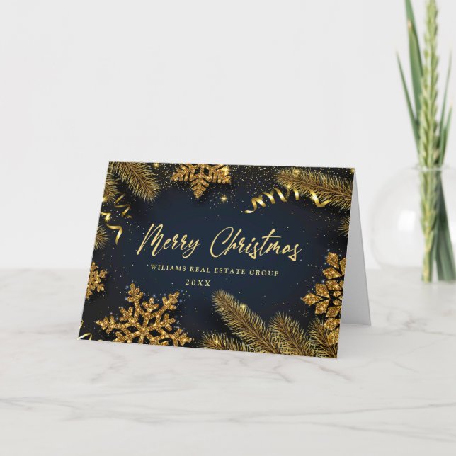 Cartão De Festividades Saudação Rústica Corporativa de Pinheiro de Natal (Frente)