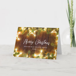 Cartão De Festividades Saudação Rústica Corporativa de Pinheiro de Natal