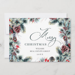 Cartão De Festividades Saudação Rústica Corporativa de Pinheiro de Natal