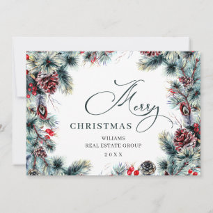 Cartão De Festividades Saudação Rústica Corporativa de Pinheiro de Natal