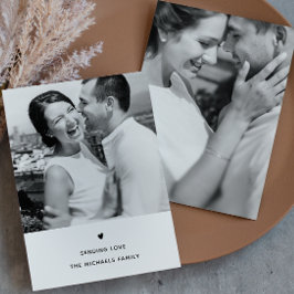 Cartão De Festividades Saudação Simples de Namorados Preto e Branco