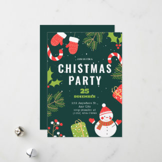 Cartão De Festividades Saudação Simples Festa de Natal vermelha & verde e