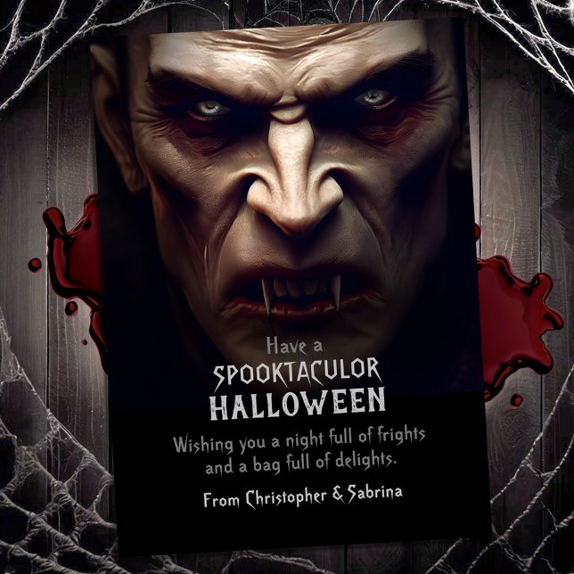 Cartão De Festividades Saudação Spooky Dracula Halloween (Criador carregado)