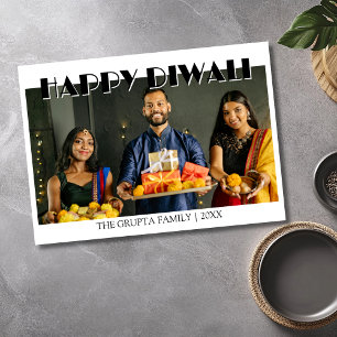 Cartão De Festividades Saudação Tradicional de Diwali Feliz com Foto Bran