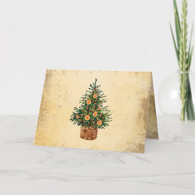 Cartão De Festividades Saudação tradicional do país da árvore de Natal (Frente)