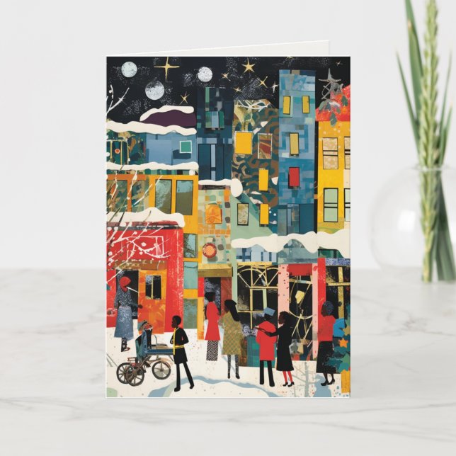 Cartão De Festividades Saudações Artísticas de Férias (Frente)