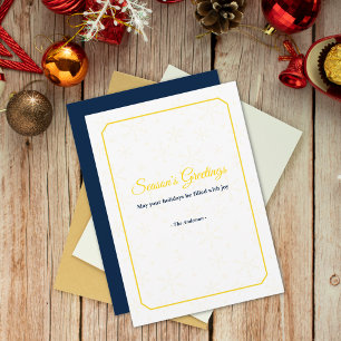 Cartão De Festividades Saudações da Élegante Frame Dourado Snowflake Seas