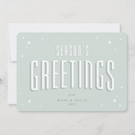Cartão De Festividades Saudações da Época Verde Pale Estrelas Retroativas