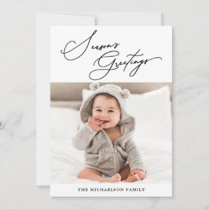 Cartão De Festividades Saudações da Estação Botânica Negra e Branca