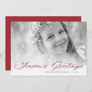 Cartão De Festividades Saudações da Estação Foto de Script Elegante