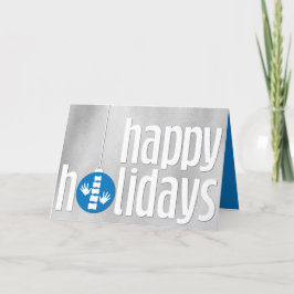 Cartão De Festividades Saudações da Estação Moderna Silver Blue Chiroprac