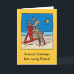 Cartão De Festividades Saudações da temporada<br><div class="desc">Saudações de Season do mais ensolarado das praias no mais quente dos Invernos! Que o calor da temporada te abençoe e a sua família.</div>