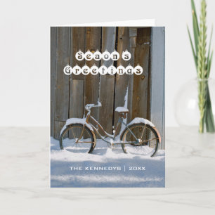 Cartão De Festividades Saudações da temporada - Antiga Bicicleta cobert