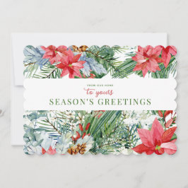 Cartão De Festividades Saudações da temporada Aquarela Floral Escalada