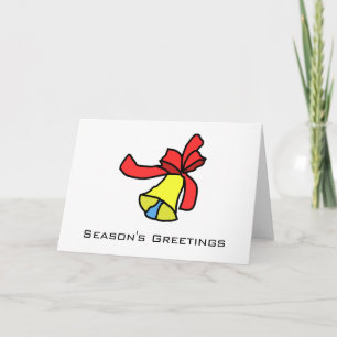 Cartão De Festividades Saudações da temporada ~ Bell e Arco Vermelho