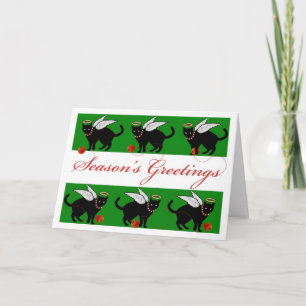 Cartão De Festividades Saudações da temporada Cat Angel Unbobn